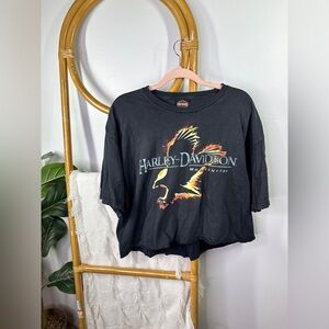 Harley Davidson Black Cropped T Shirt sz XL